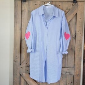 Caryn Lawn Preppy Shirt Dress in Blue One Size